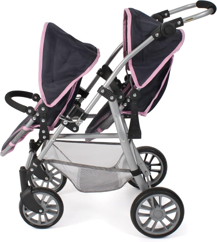 Bayer Chic 2000 - Puppenwagen Twinny, Zwillingspuppenwagen für Zwei Puppen, Zwillingsbuggy für Kinde