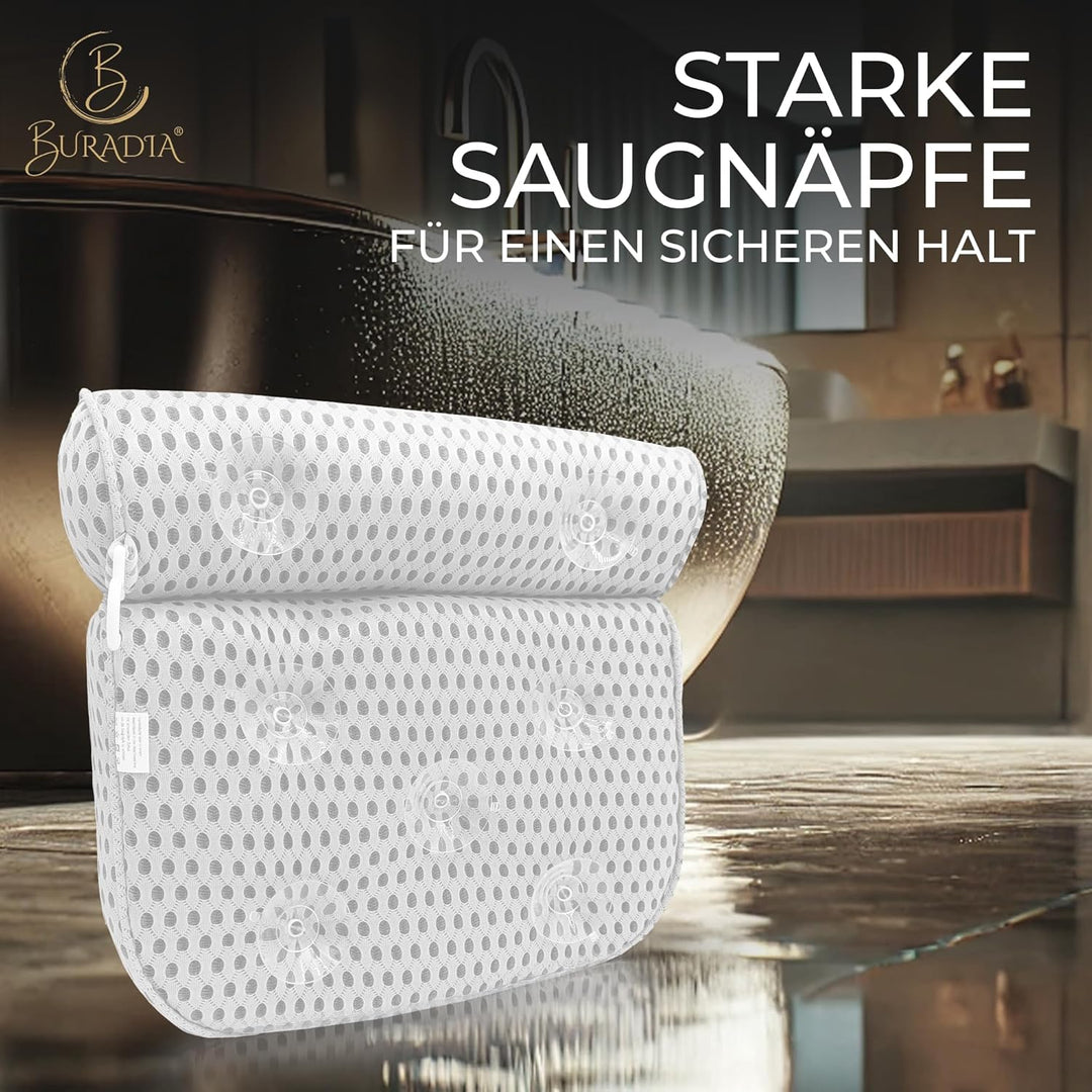 Badewannenkissen inkl. Wäschenetz - Ultimativer Komfort und Entspannung mit neuester Air Mesh Techno