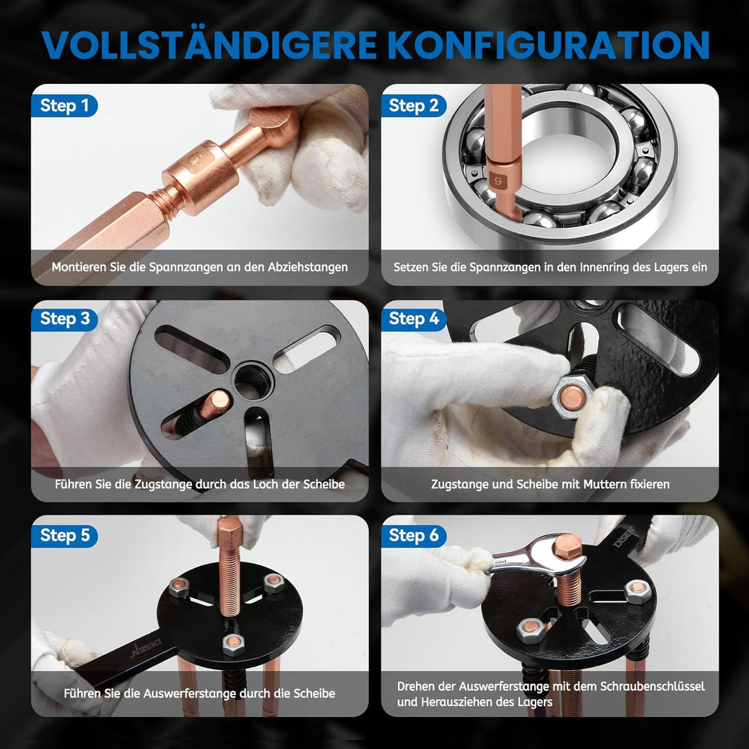 DISEN 36-in-1 Lagerabzieher Set, Innenlager Abzieher Trennsatz, Radlager Werkzeug, Lagerabzieher Inn