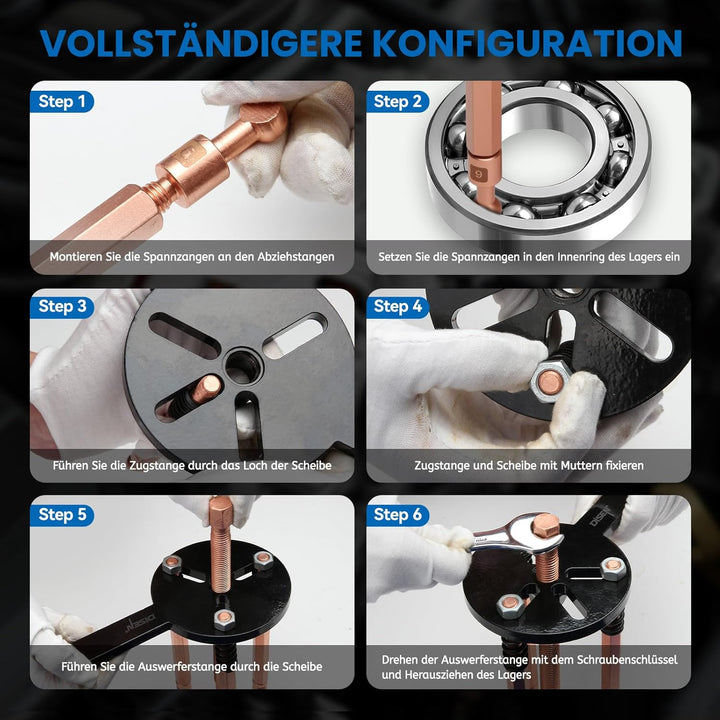 DISEN 36-in-1 Lagerabzieher Set, Innenlager Abzieher Trennsatz, Radlager Werkzeug, Lagerabzieher Inn