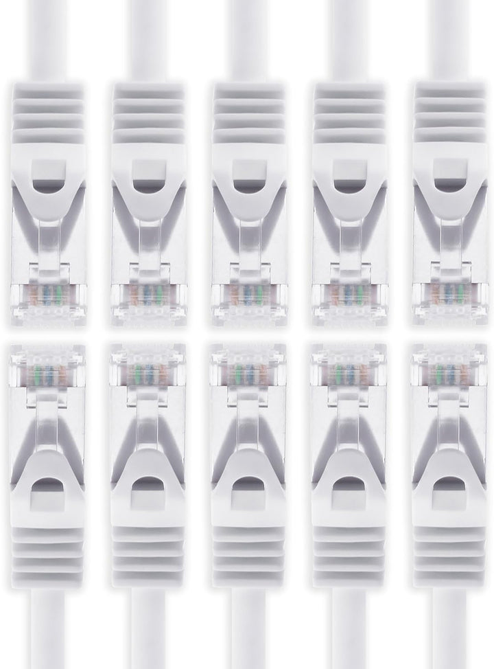 7,5m - Weiss - 10 Stück Cat7 Netzwerkkabel SFTP Patchkabel Lankabel Rohkabel 10GB/s - 500 Mhz konfek