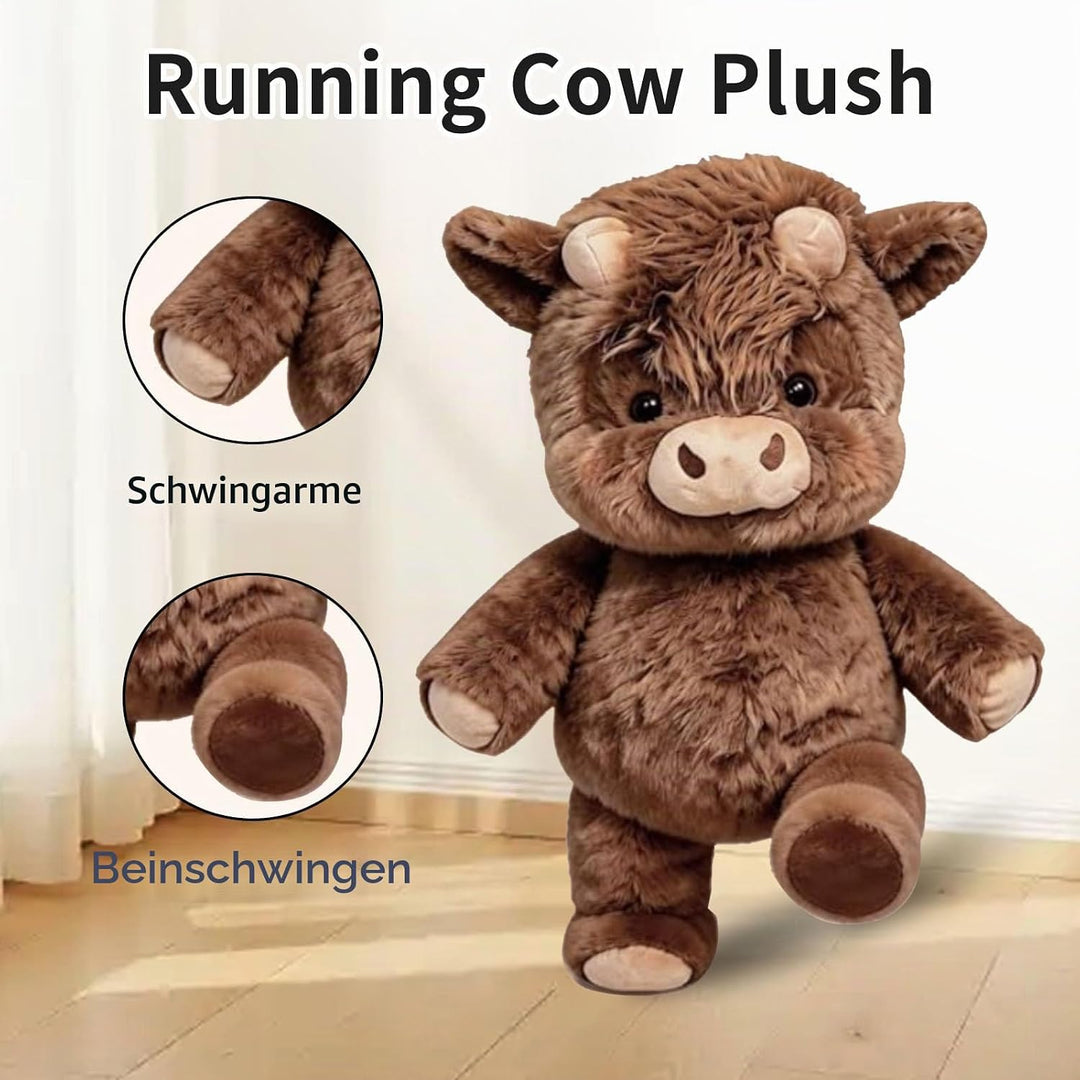 Running Cow Plushs, 45 cm Kuh Kuscheltier, Laufenden Kuscheltier Kuh, Hochlandrind Stofftier Plüscht