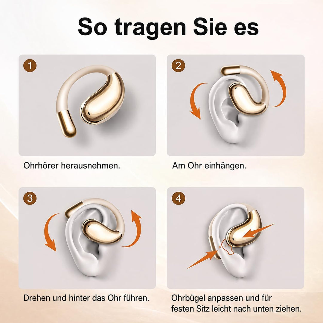 Open Ear Bluetooth Kopfhörer, Sport Ohrhörer mit Ohrbügel, Bluetooth 5.4, IPX7 Wasserdicht, 50 Std.