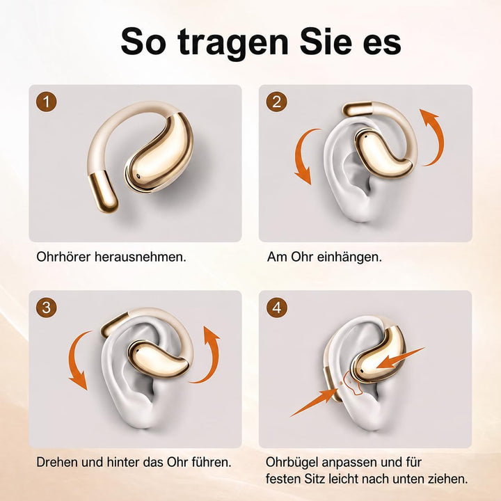 Open Ear Bluetooth Kopfhörer, Sport Ohrhörer mit Ohrbügel, Bluetooth 5.4, IPX7 Wasserdicht, 50 Std.