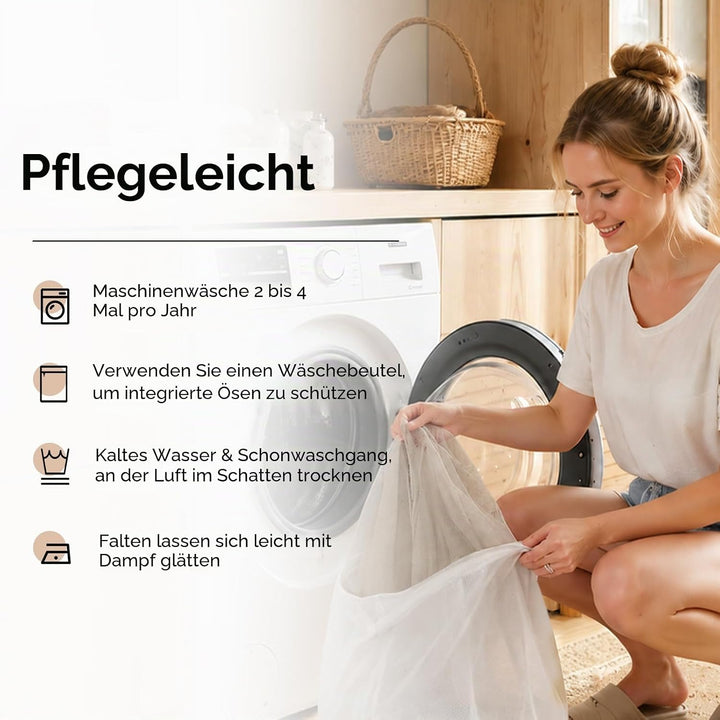 MRTREES Voile Gardinen Vorhang halbtransparent kurz mit Ösen in Leinenoptik Stores Gardinen Schals f