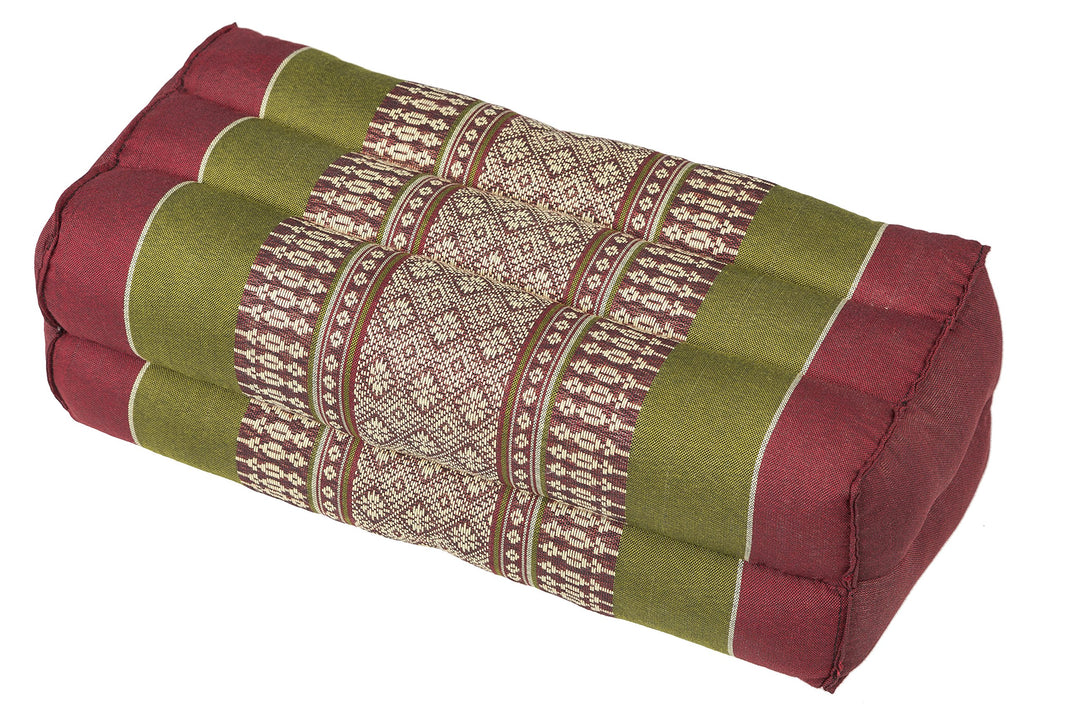 Kissen Block 35x15x10 mit Füllung aus Kapok. Perfekt für Meditation, Yoga und Entspannung, Grün/Rot