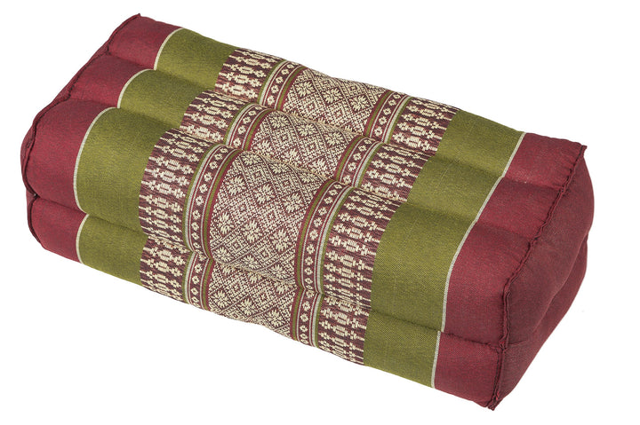 Kissen Block 35x15x10 mit Füllung aus Kapok. Perfekt für Meditation, Yoga und Entspannung, Grün/Rot