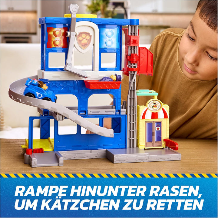 PAW PATROL - Search & Rescue: Pup Squad Hauptquartier Spielset mit Chase Racer, Bürgermeister Besser