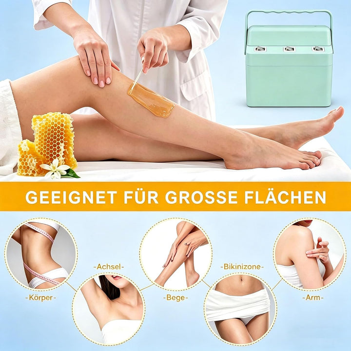 3-in-1-Roll-on-Wachs-Set, schnell aufheizendes Wachsschmelzgerät mit 3 Nachfüllrollen mit Honigwachs