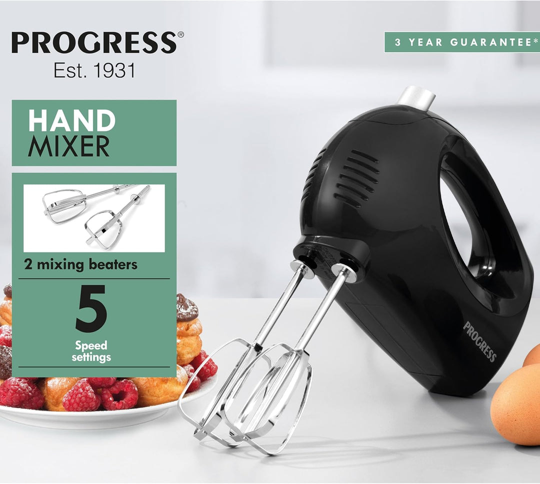 Progress EK5901PVDE Handmixer – elektrische Handquirle mit 5 Geschwindigkeitsstufen, Auswurffunktion