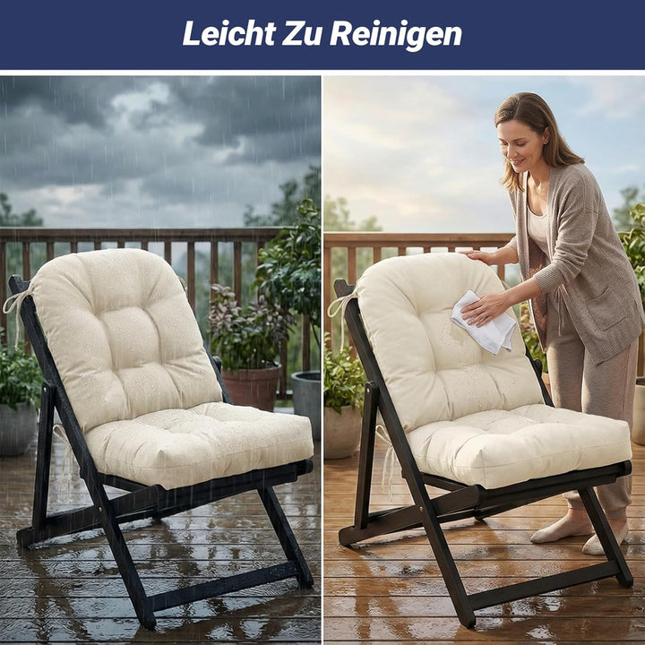 Dicke Outdoor Sitzkissen Stuhl 2 Stück Wasserdichtes (Cremeweiss) | Erwachsene Stuhlkissen 48*48 mit