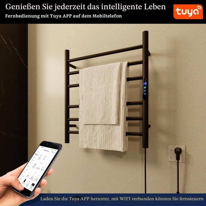 KWW Ferngesteuerter Handtuchwärmer für Badezimmer, 1–9-Stunden-Timer und Einstellbarer Temperatur, L