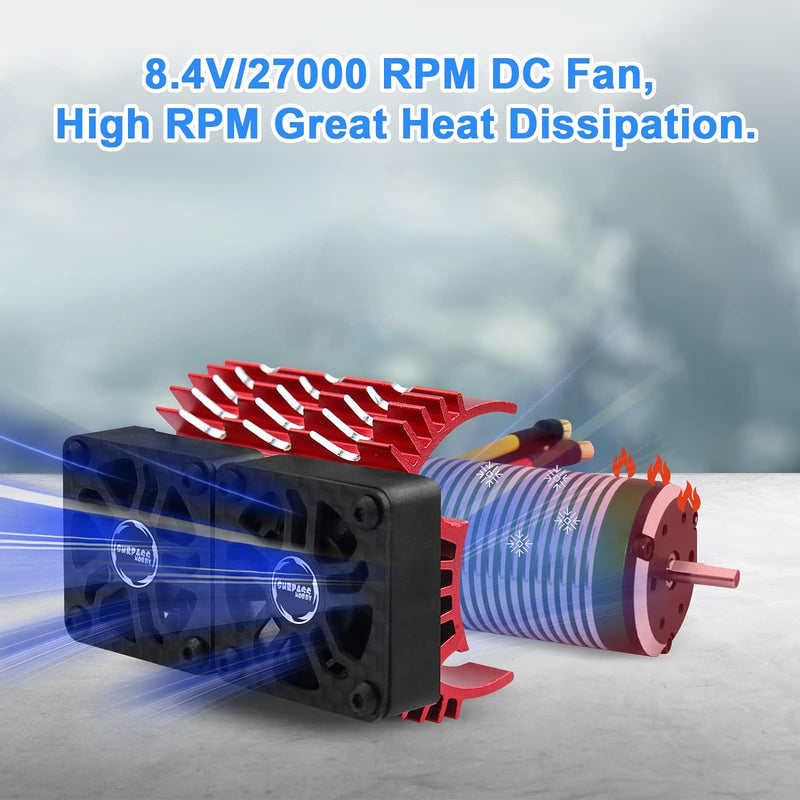 2PCS 30mm RC Motor Fan Lüfter mit Metallkühlkörper für 4068 4274 Kühlkörper für bürstenlosen Motor R