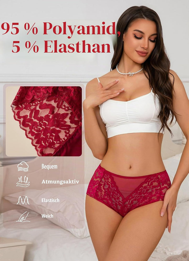 HiaLegion Unterhosen Damen Spitze Damen Slips Mehrpack Schlüpfer Damen Slips Unterhosen Damen Taille