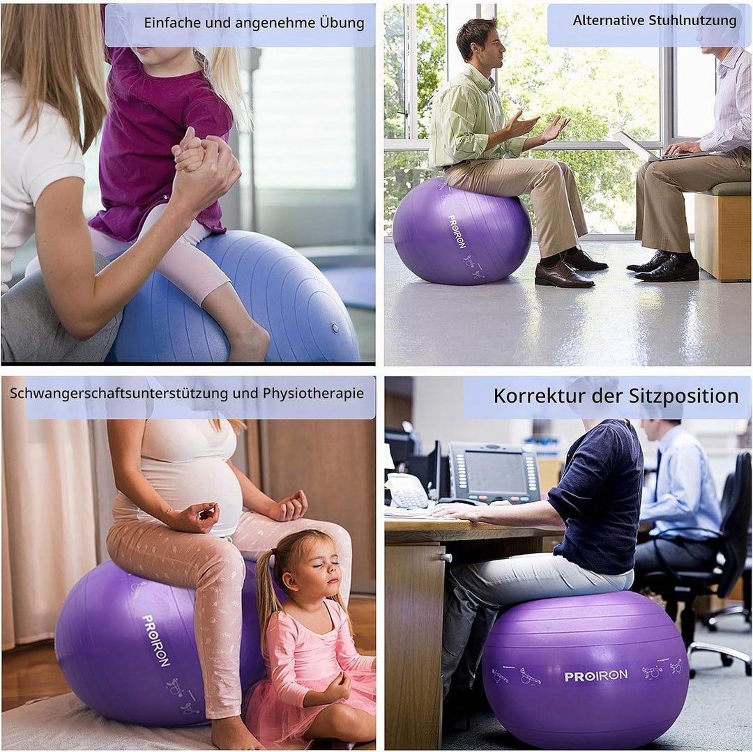 PROIRON Gymnastikball Pezziball Sitzball Trainingsball Fitnessball &amp; Balance für Core-Training mit P