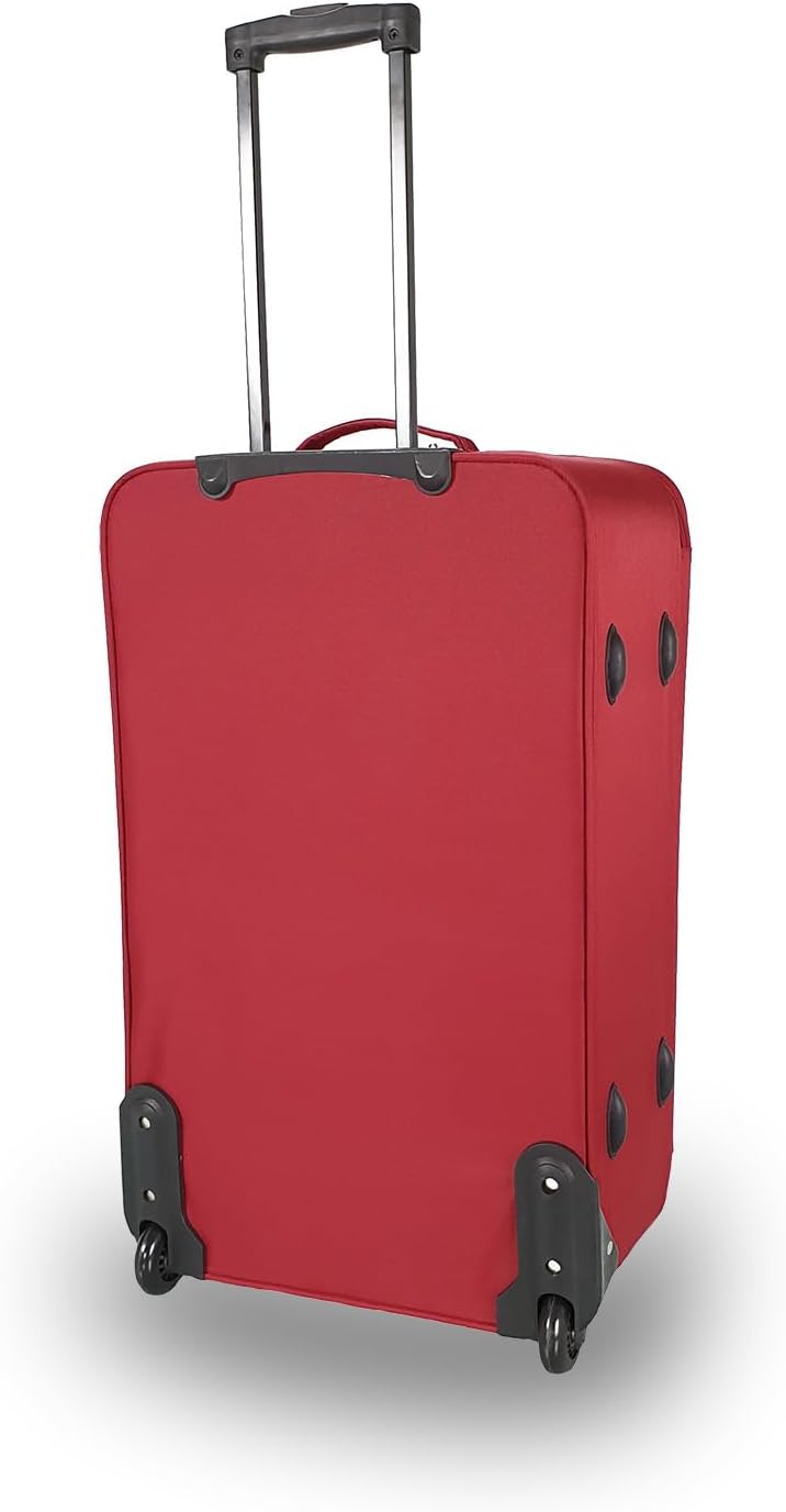 SIGN Stoffkoffer Trolley Reisekoffer Inline Rollen (Handgepäck-Mittel-Gross-Sehr Gross) (Rot, 4er Se
