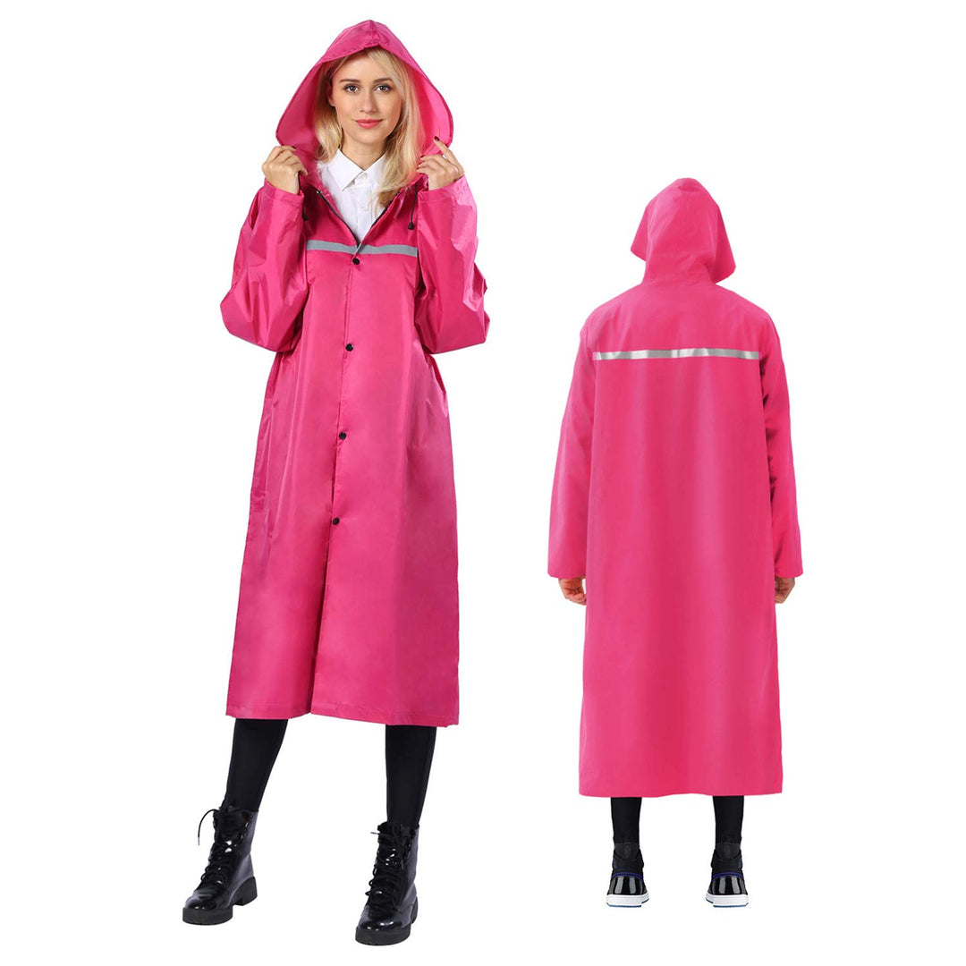 Regenmantel 100% Wasserdicht, der Extra Lange Regenschutz mit Taschen/Reflexstreifen/Kordelzughauben