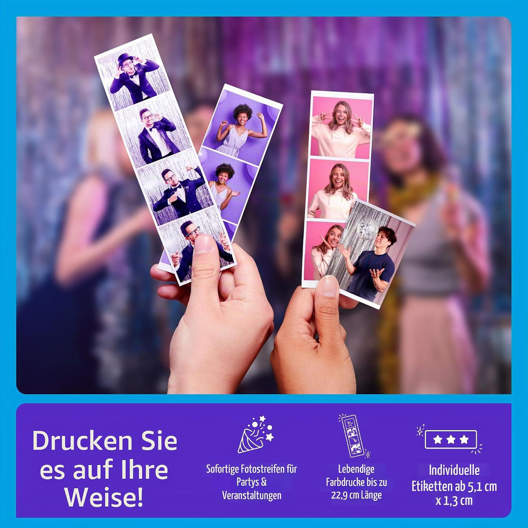 HP Sprocket Panorama Instant- Tragbarer Farbetiketten- und Fotodrucker (Grau). Personalisieren Sie D