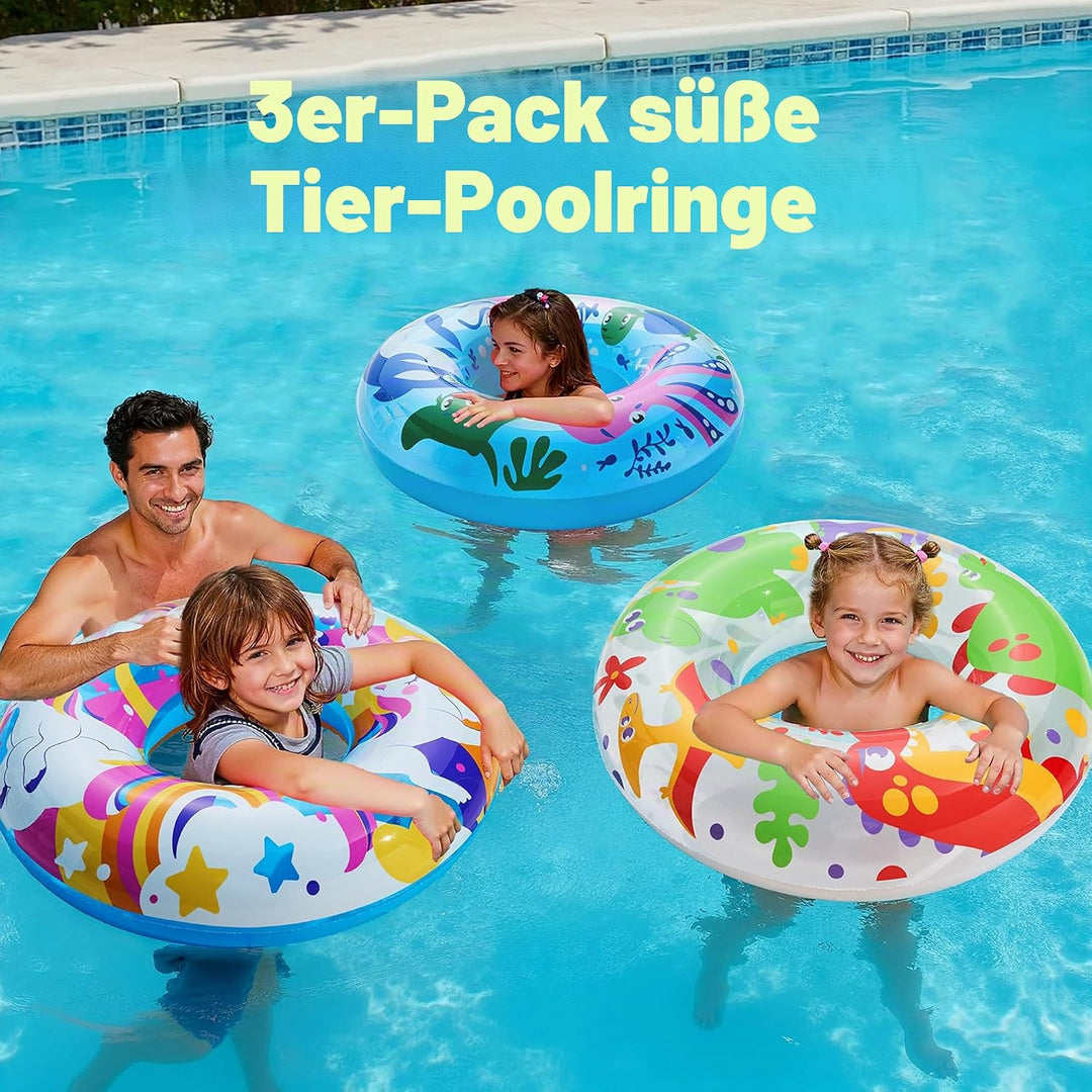 JOYIN 3 Pack Aufblasbarer Schwimmreifen mit Glitzern 32.5"/82.55cm, Schwimmring, Sommer Wasser Schwi