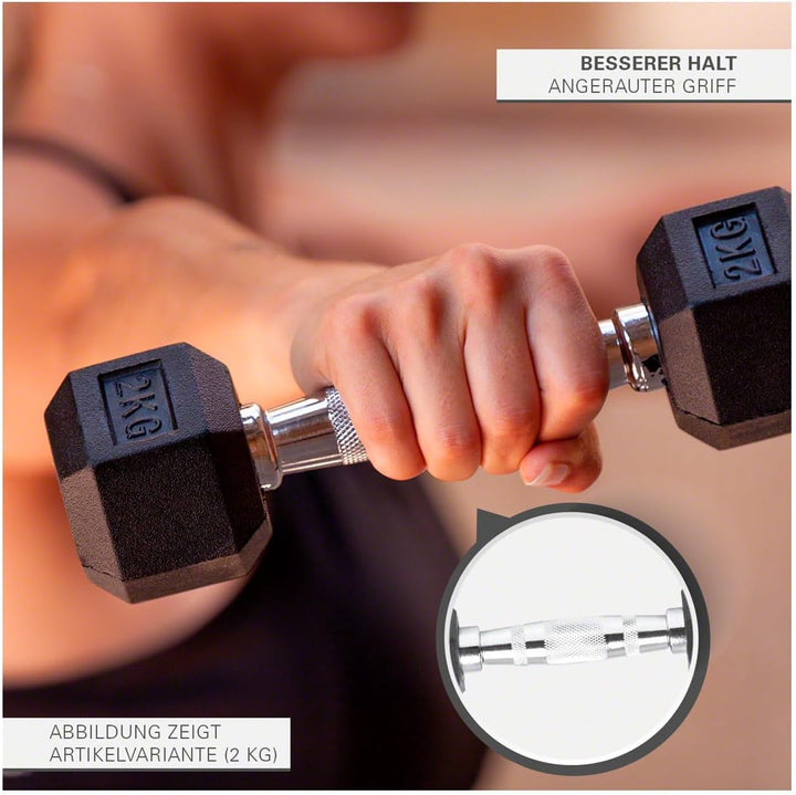 Sport-Tec Hex Kompakthantel aus Gummi, Hexagon-Hantel, Krafttraining, Fitness Hantel, Muskelaufbau,