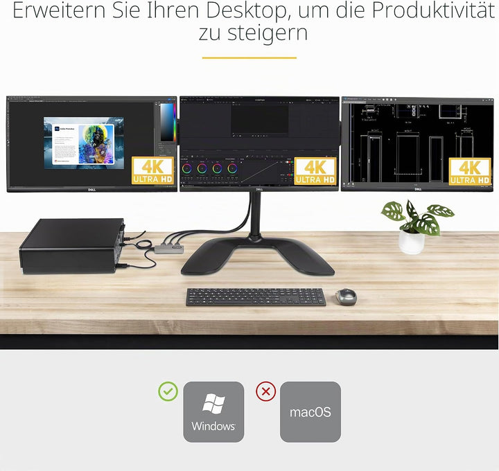 StarTech.com 3-Port MST Hub - DisplayPort auf 3X HDMI, DREI 4K 60Hz Monitore, DP 1.4 Multi-Monitor V
