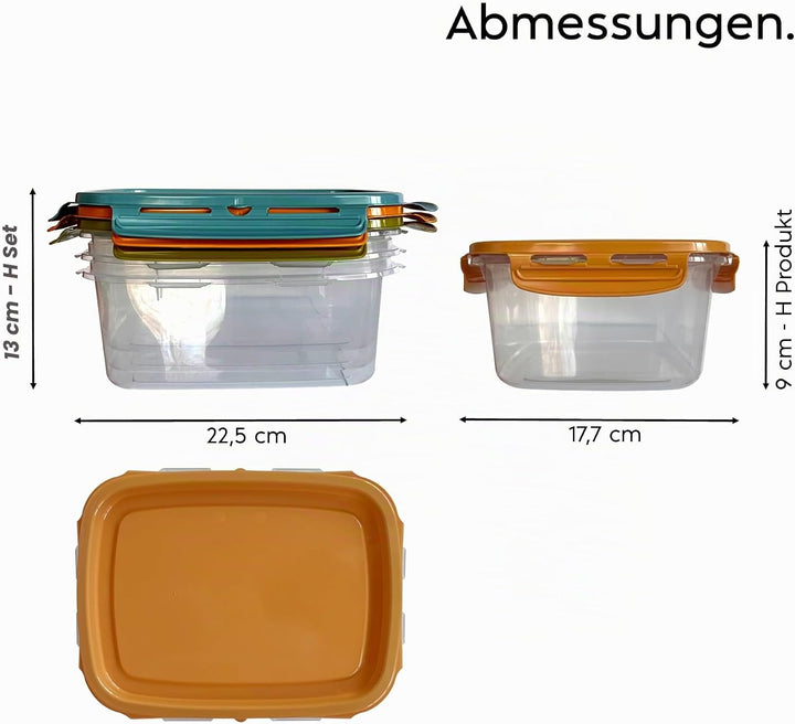 Snips, SnipsLock MIXCOLOR, Set 3 Vorratdosen 3 x 1,80 LT Rechteckig Voratdosen set, 23,5 x 18,5 x 13