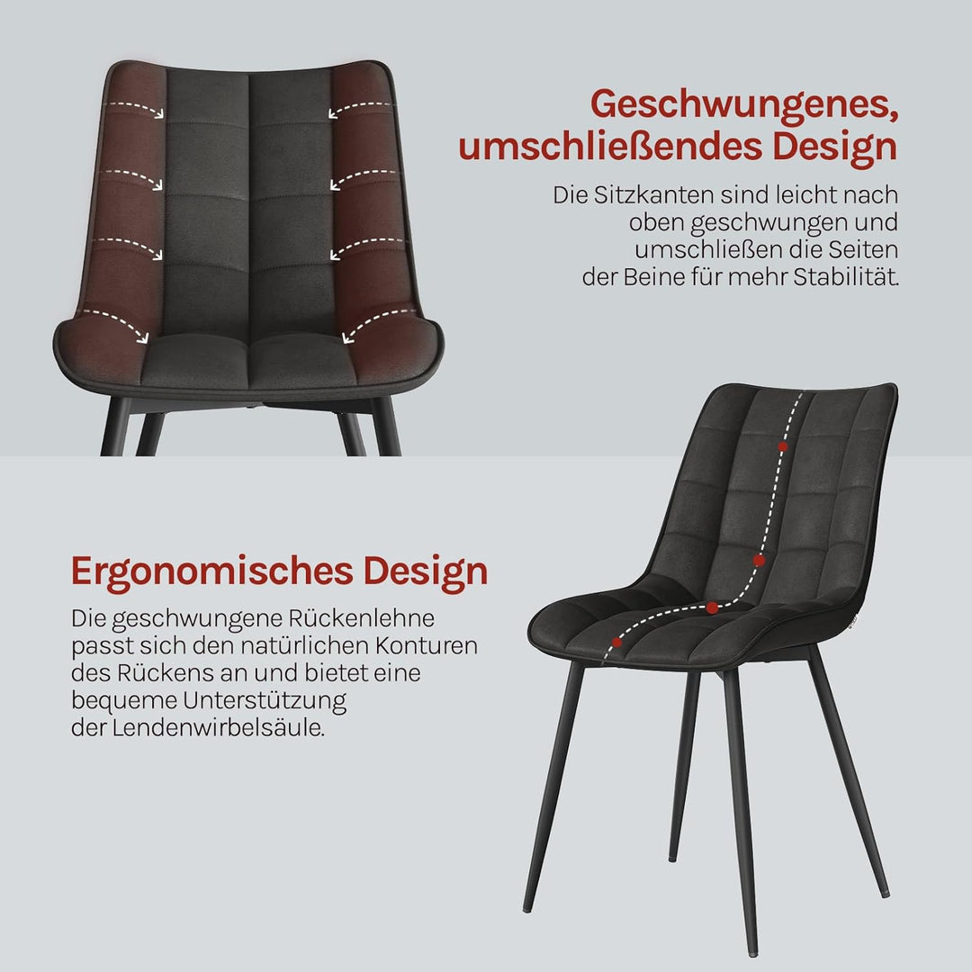 WOLTU Esszimmerstühle 4er Set Küchenstuhl Polsterstuhl Wohnzimmerstuhl Sessel mit Rückenlehne, Sitzf