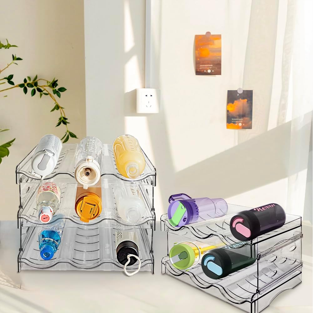 VUL Flaschenregal, Flaschenregal Stapelbarer, Flaschenhalter Kühlschrank Organizer, Wein Kunststoff