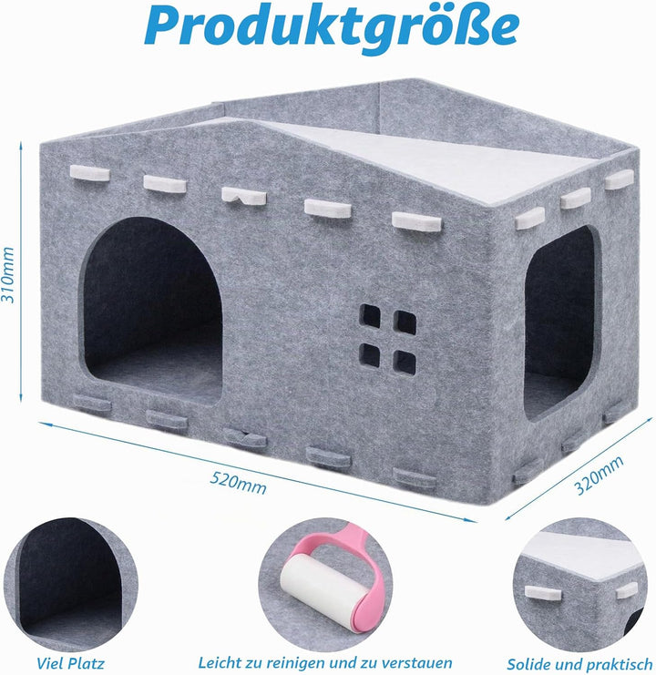 Katzenhöhle Filz, Katzenhaus aus Filz Katzenbett für Katzen, Abnehmbares Katzenbett, Katzenhaus Indo
