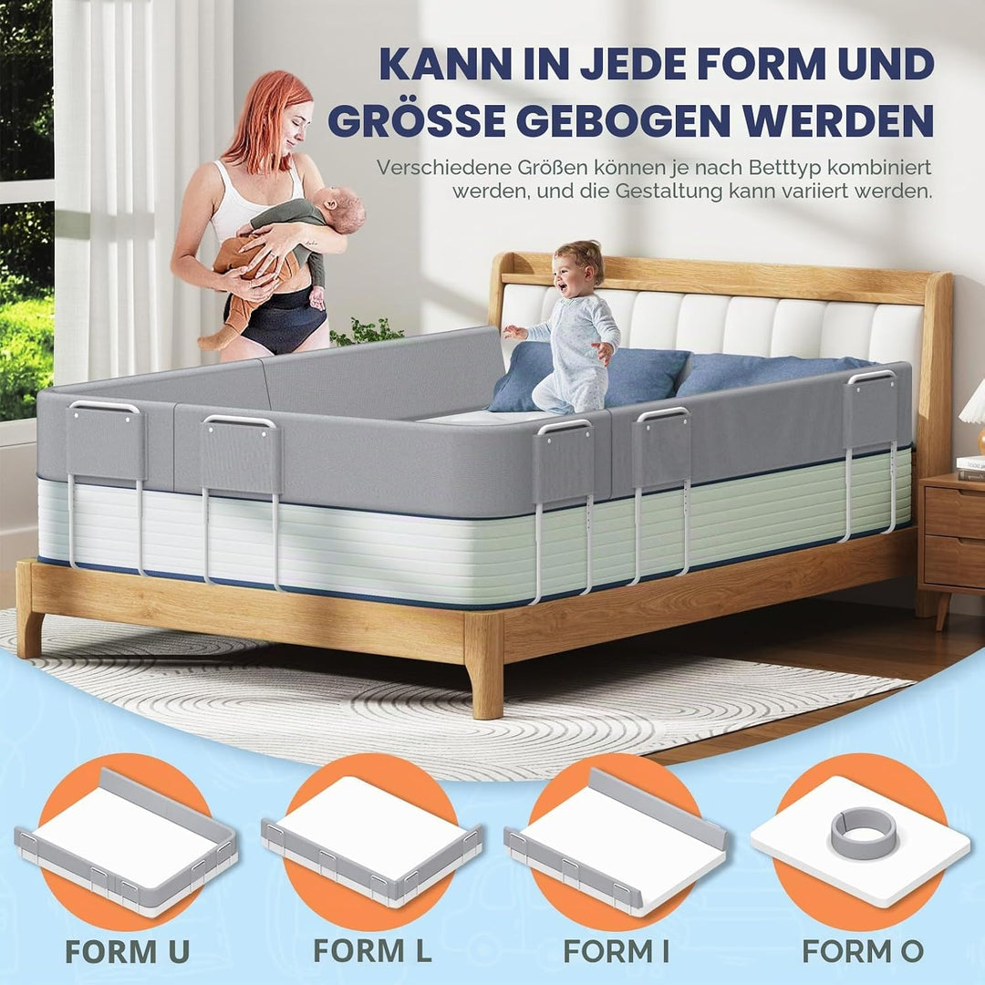 Kidsgigglz Bettgitter 100cm，Bettschutzgitter für Kinder，Rausfallschutz Bett，Baby Bettschutzgitter，Hö