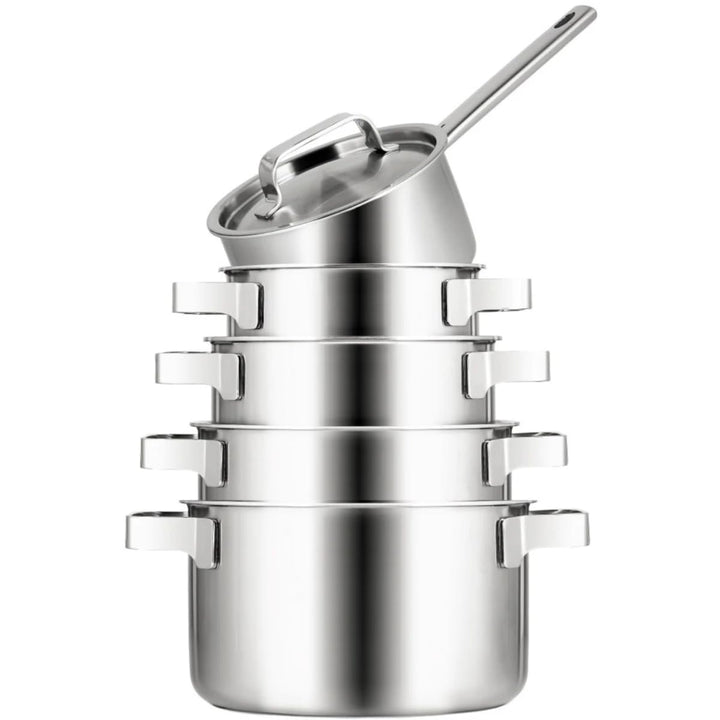 Sola Ruby Topfset 5-Teilig, Kochtopf set mit Deckel - 18/10 Hochglänzendem Edelstahl - Kochgeschirr