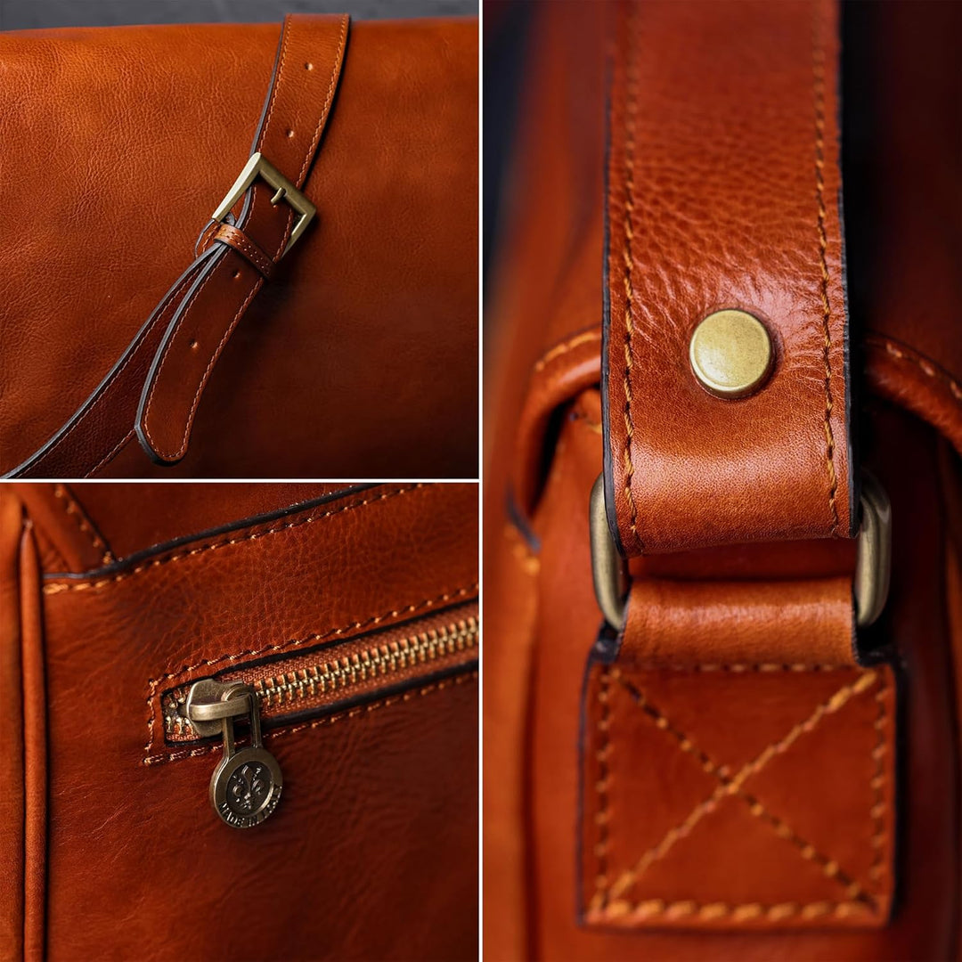 Time Resistance Leder Umhängetasche Herren - Messenger Bags - Arbeitstasche Herren - Elegante Aktent
