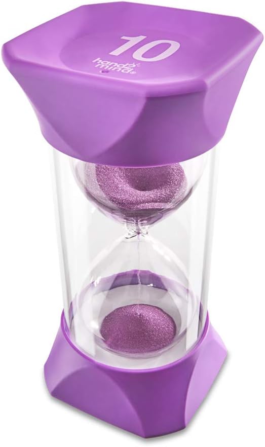 Learning Resources Jumbo-Sanduhr (10 Minuten), violett, weiche Gummi-Endkappen bieten leises Pausen,