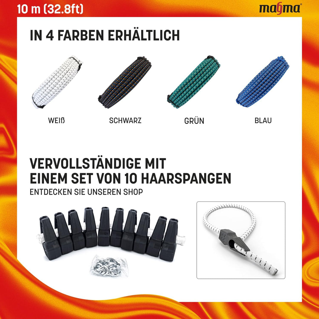 MAGMA Elastisches Seil Bungee-Seil für Schwimmbadabdeckungen 8mm, 25m. Gummiseil für Schwimmbad, Ang