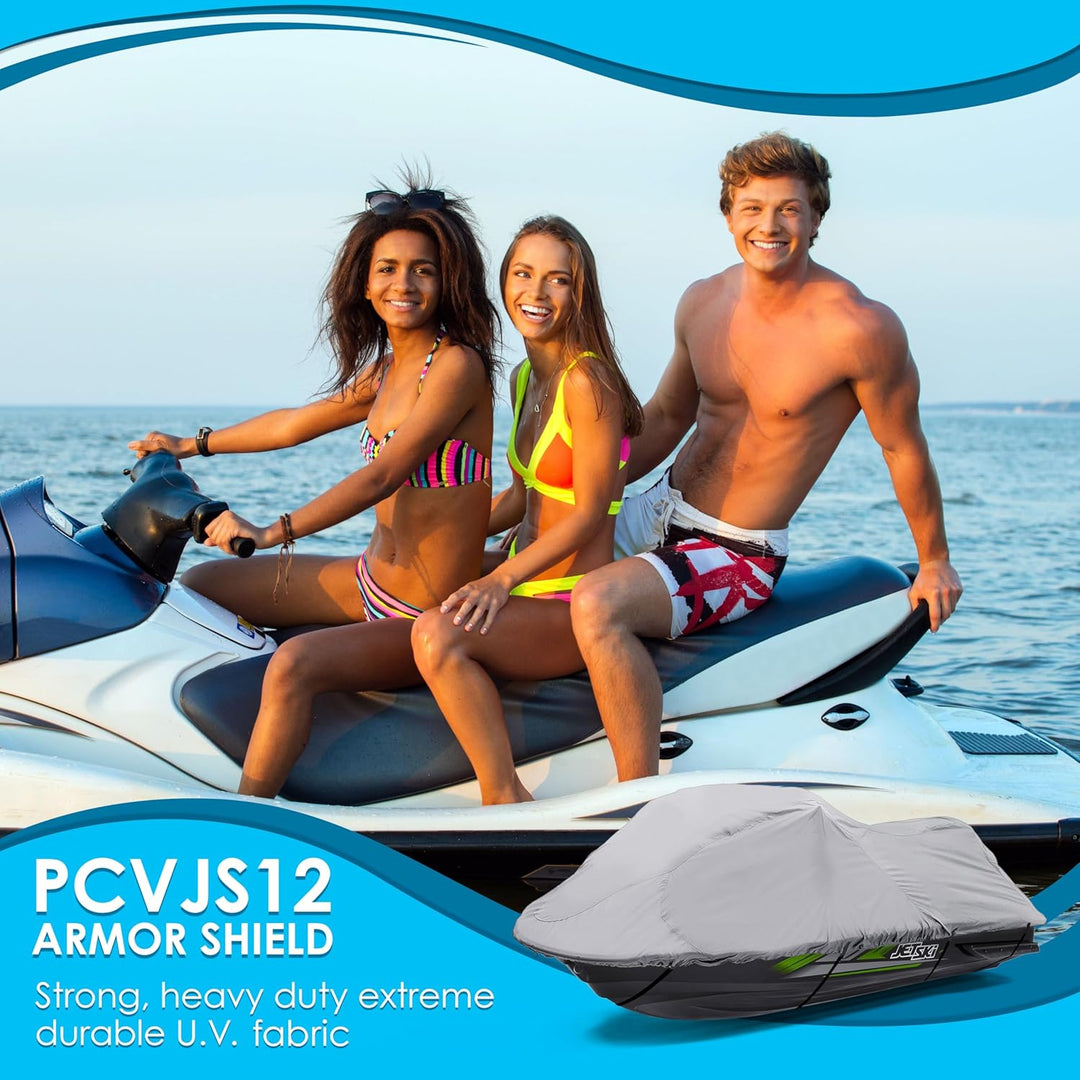 Pyle PCVJS12 Robuste Jetski-Abdeckung, 299,7 cm bis 320 cm, Bootsabdeckung in Marinequalität, mit Lü