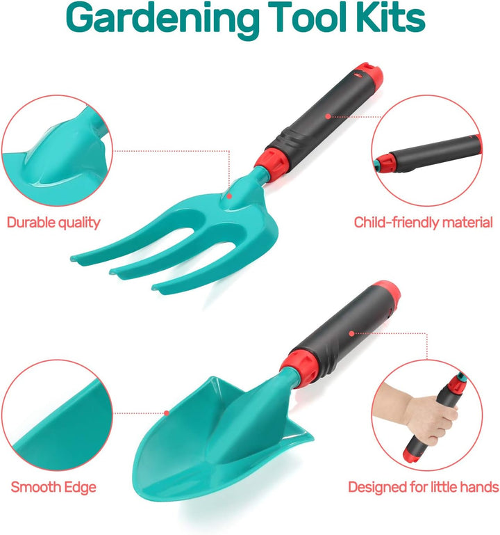 CUTE STONE Schubkarre für Kinder, Gartenwerkzeug-Set für Kinder, Gartenspielzeug mit Schubkarre, Han