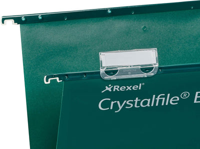 Rexel CrystalFile Extra Hängemappen (Polypropylen, 50 mm Boden, Format Foolscap) 25 Stück grün Grüne