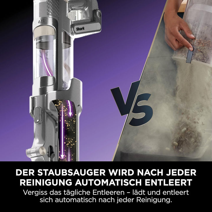 Shark PowerDetect Clean & Empty Akku-Staubsauger für Tierhaare, Selbstentleerende Basis 45 Tage, Duo