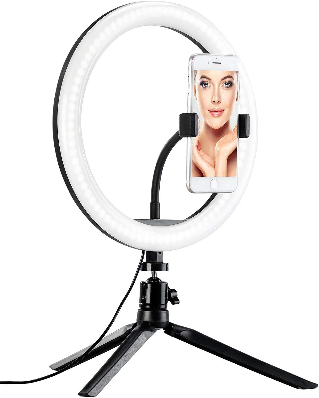 Somikon Ringleuchte: Profi LED-Ringlicht, Ø 10" / 26 cm, Fernauslöser & Smartphone-Halter (LED Ringl