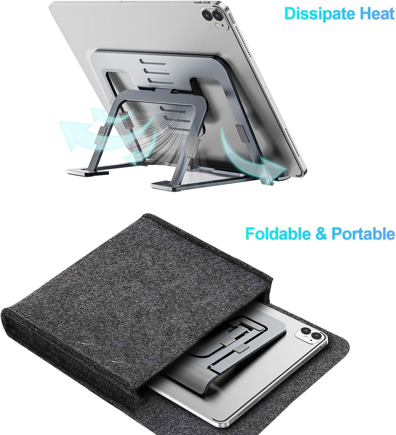 SHUOSUO Tablet Ständer Verstellbar & Faltbar, Schlank Tragbarer Aluminium Tablet Halterung Halter Ti