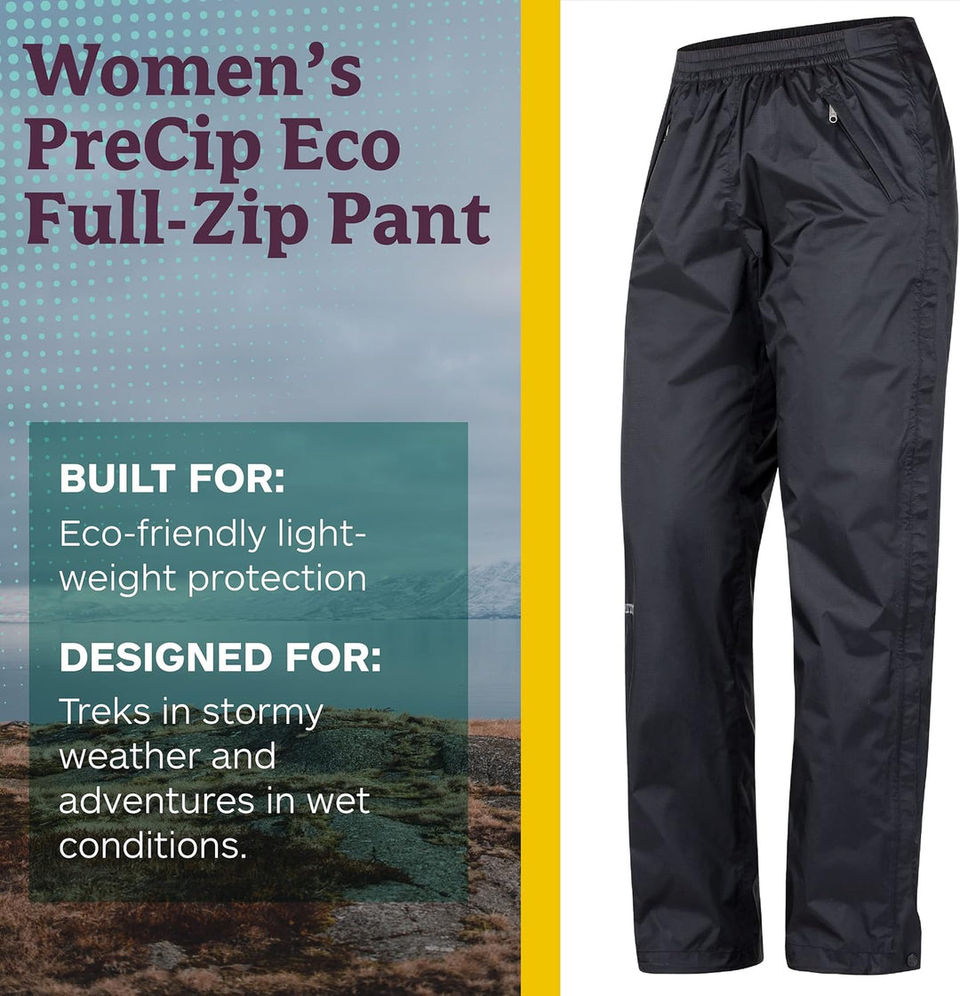 Marmot Damen Wm's PreCip Eco Full Zip Pant, Wasserdichte Regenhose, winddichte Wanderhose, atmungsak