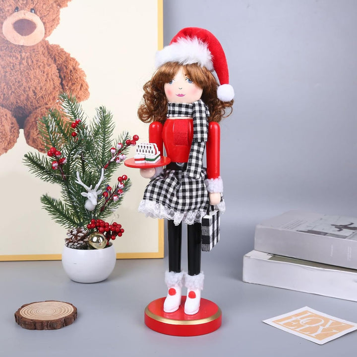 Gitekain Color Woman Nussknacker-Mittelstücke, Weihnachts-Nussknacker-Statue, grosse Weihnachts-Holz