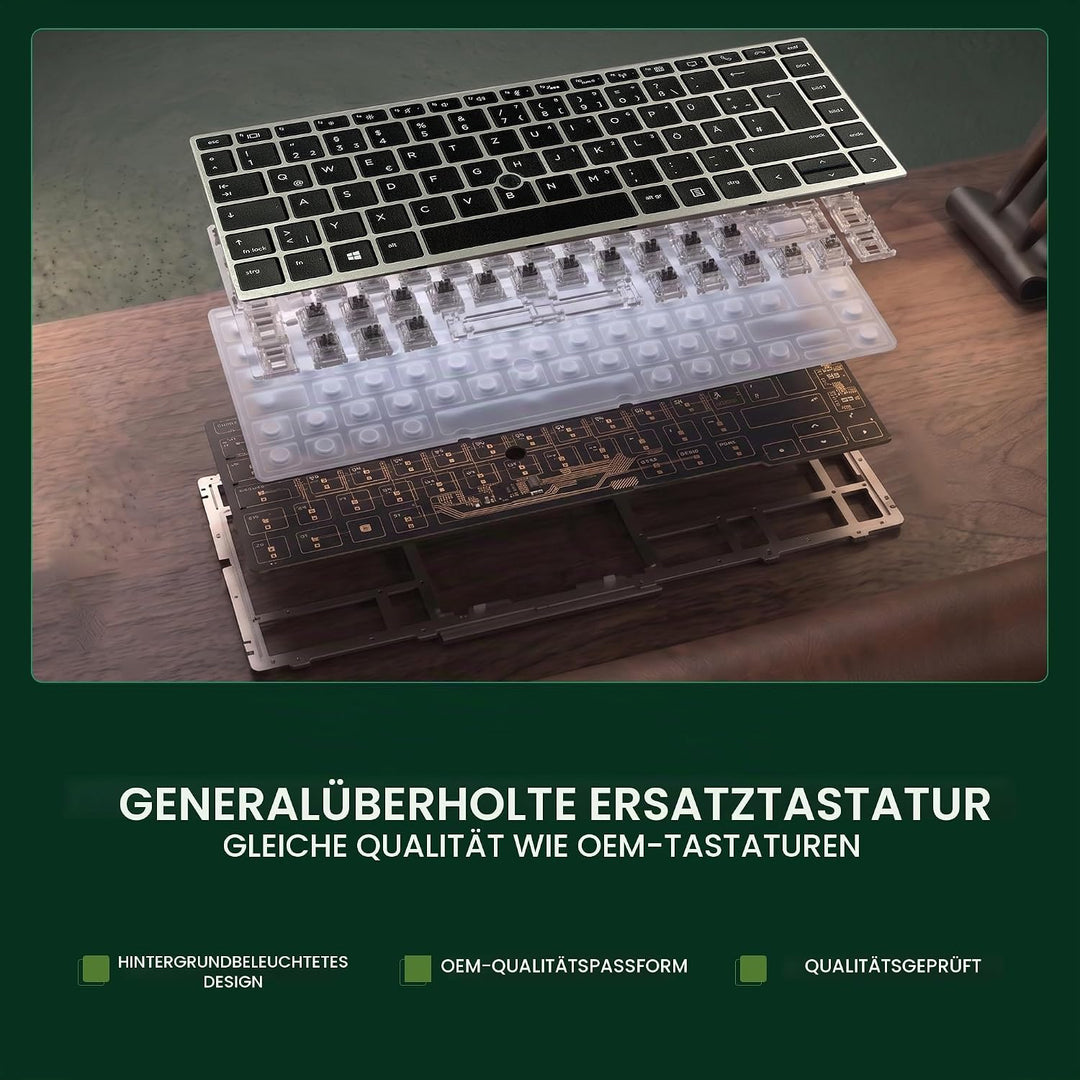 TellusRem ersatztastatur Deutsche Hintergrundbeleuchtung für HP 840 G5, 840 G6, 745 G5, 745 G6, ZBoo