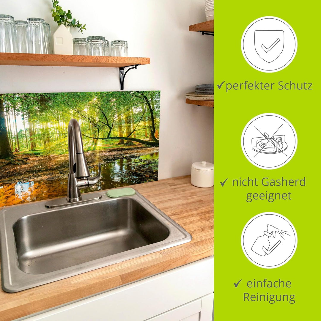 ARTland Spritzschutz Küchenrückwand aus Alu für Küche Herd Spüle 60x50 cm (BxH) mit Motiv Natur Land