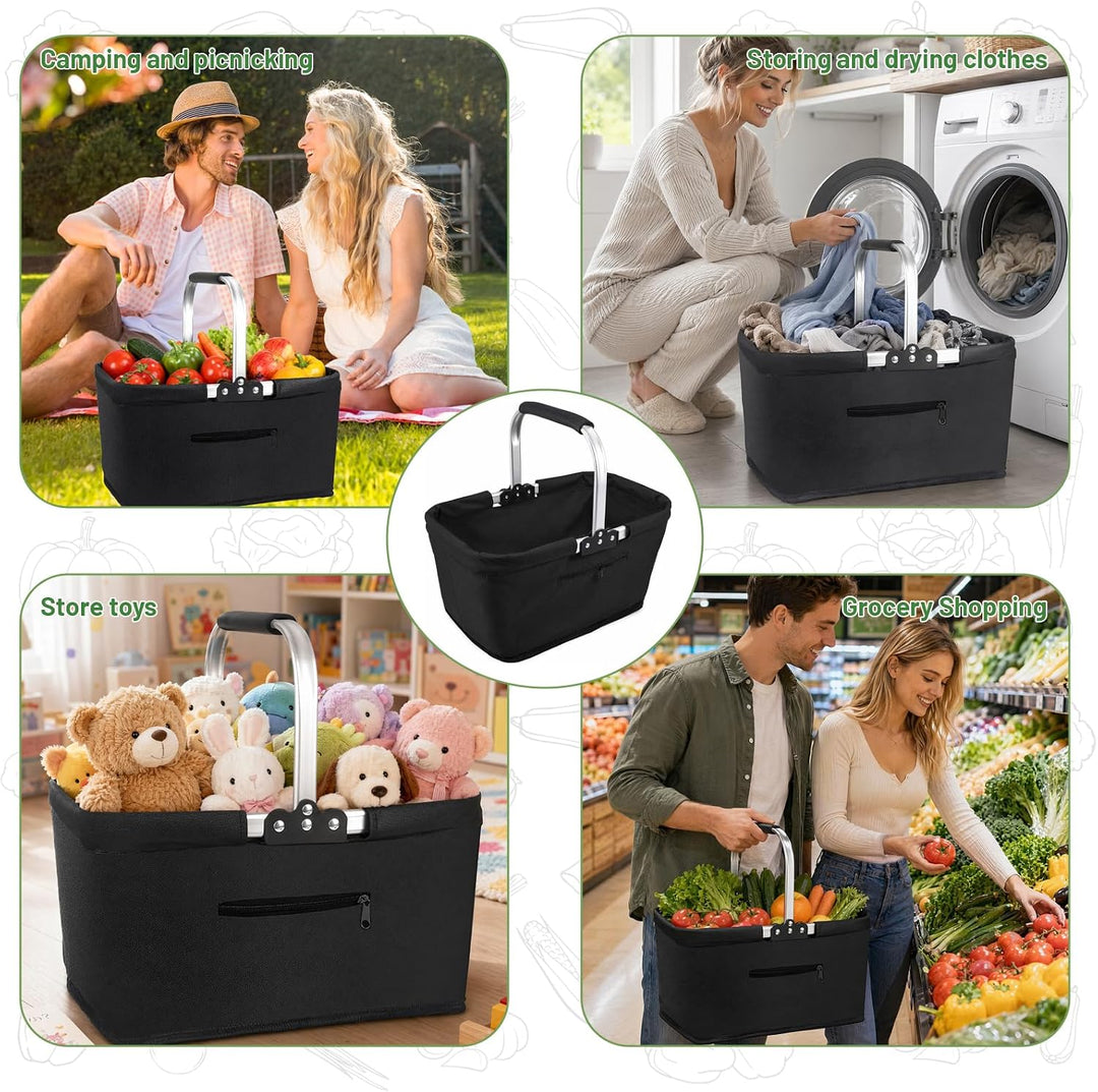 30L Faltbarer Einkaufskorb – Maximaler Stauraum, minimales Packmass Schwarz, Schwarz