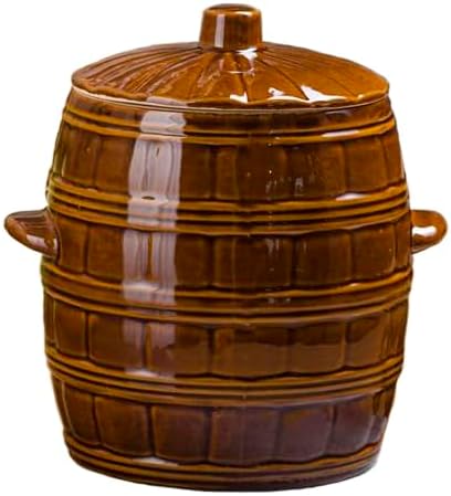 BirnePower Keramikfass Sauerkrauttopf Rumtopf Gurkentopf Gärtopf Tontopf mit Deckel Einlegetopf aus
