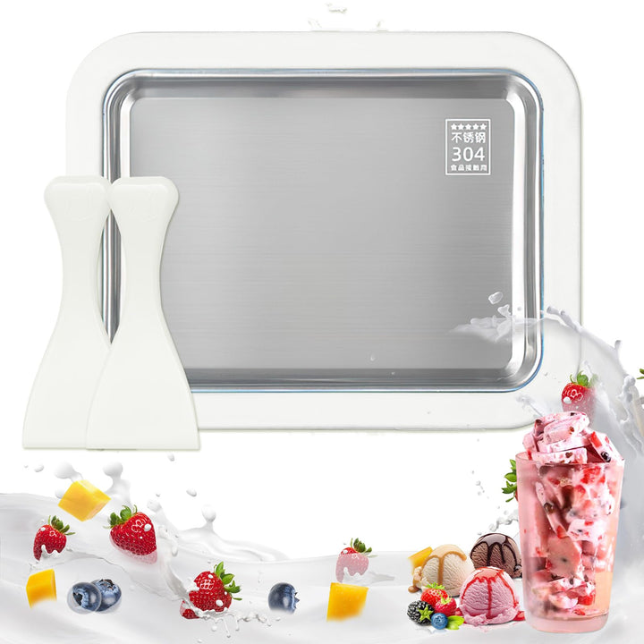Eisplatte zum Eis Machen, Kommt mit 2 Spateln Ice Cream Machine, Ice Rolls Maschine, Eisenrollmaschi