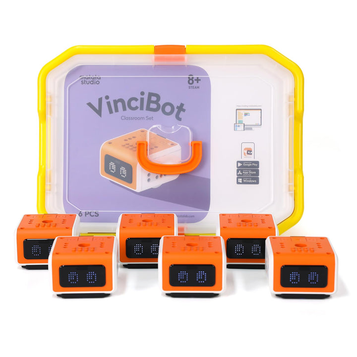 VinciBot Klassenzimmer-Set für Kinder (8-12 Jahre), enthält 6 VinciBot-Coding-Roboter & reichhaltige