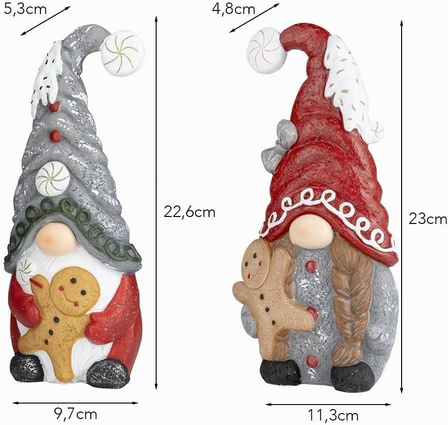Ideen mit Herz Deko-Figuren Wichtel | Paar mit Lebkuchenmännchen | Dekoration für drinnen &amp; draussen
