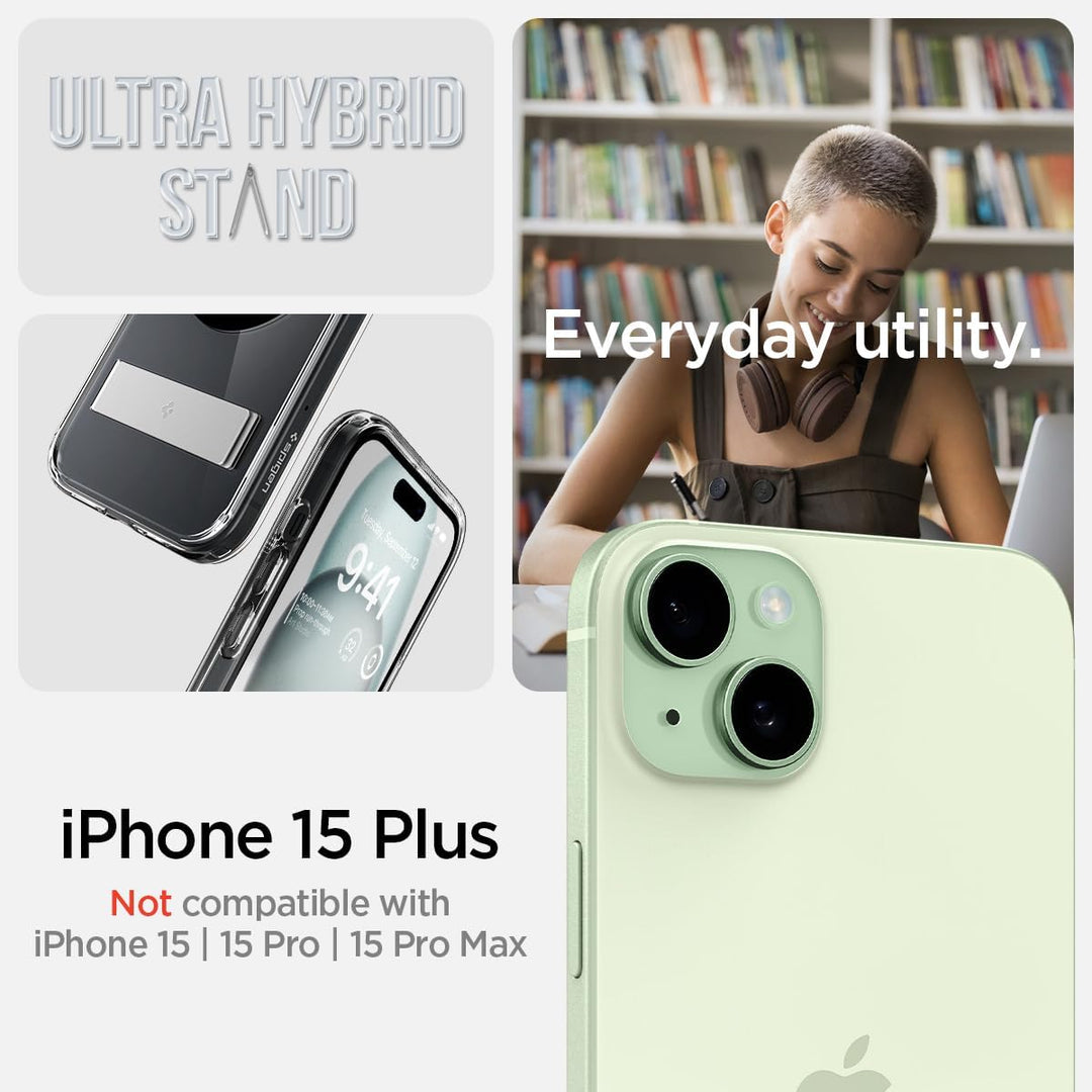 Spigen für iPhone 15 Plus Ultra Hybrid S MagFit All-in-One Hülle mit Ständer Kompatibel mit MagSafe